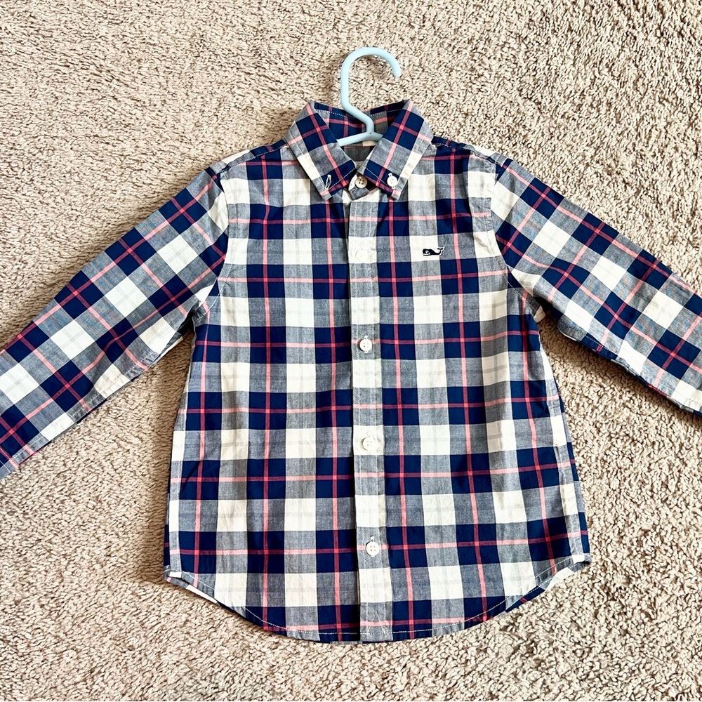 Vineyard Vines Kids Plaid Shirt - Navy and Red
